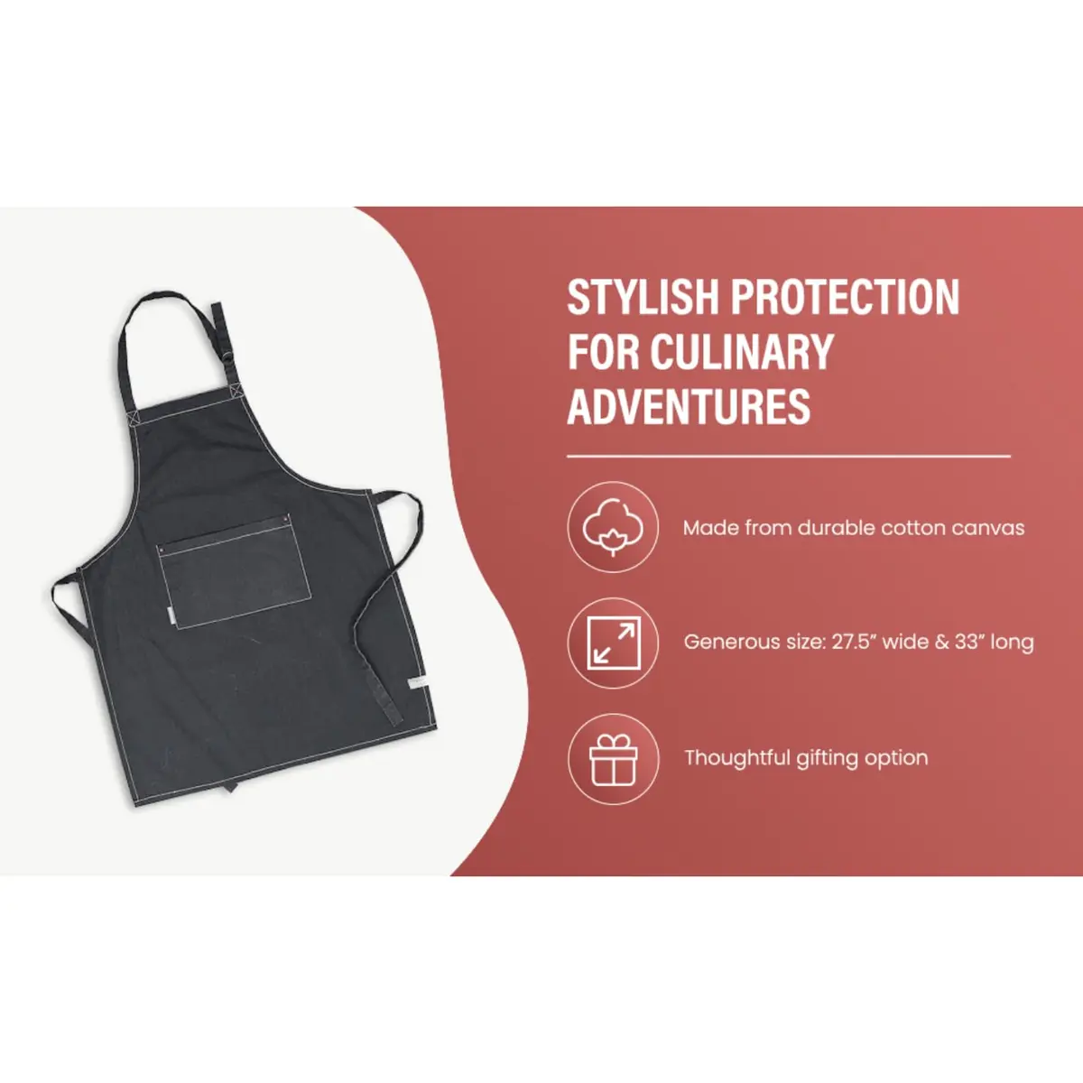 AMOUR INFINI Cotton Solid Apron with Pocket & Adjustable Strap - 72x81cm (27.5x33 Inches) | Washed Gray Chef Apron - view 3