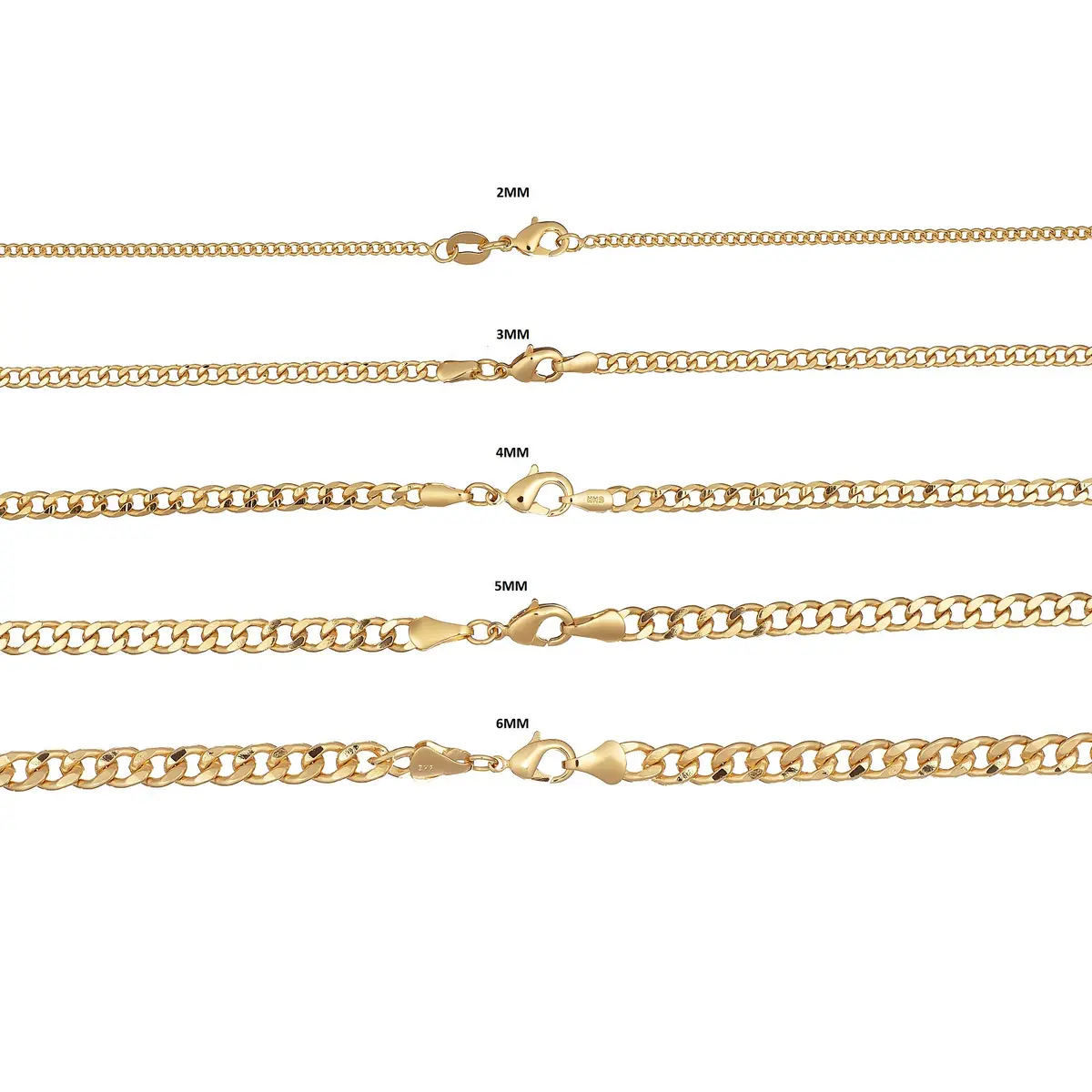 Barzel 18K Gold Plated Cuban Link Chain Necklace 2MM Thickness, 50.8cm (20 Inches) | Bold Statement Jewelry - view 6
