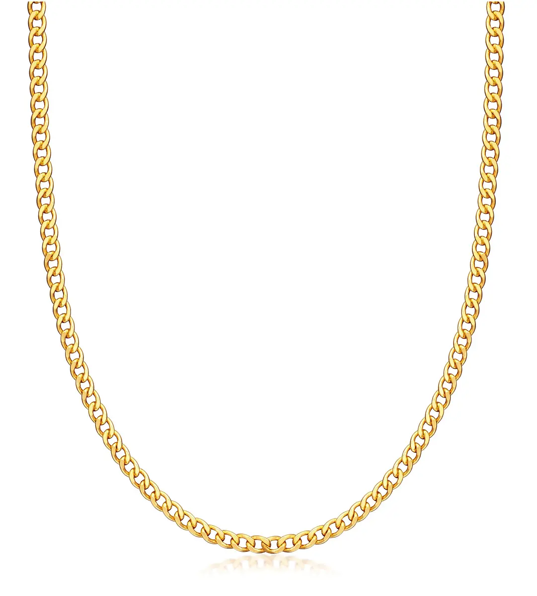 Barzel 18K Gold Plated Cuban Link Chain Necklace 4mm Width, 22 Inches Length | Classic Statement Jewelry - main product image