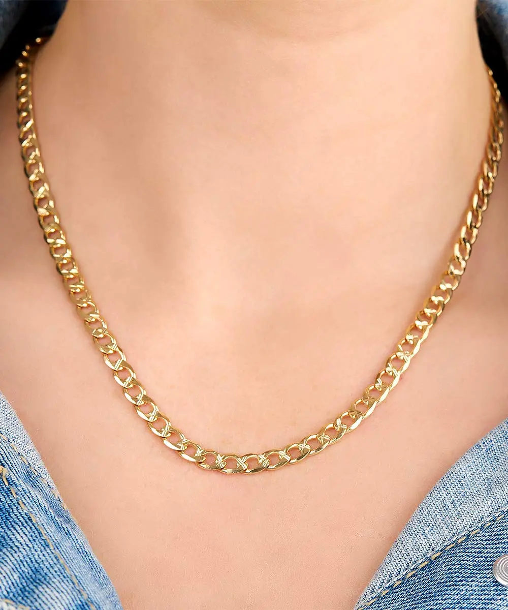 Barzel 18K Gold Plated Cuban Link Chain Necklace 5mm (0.2 inches) Width, 22 Inches Length | Classic Statement Jewelry - view 2