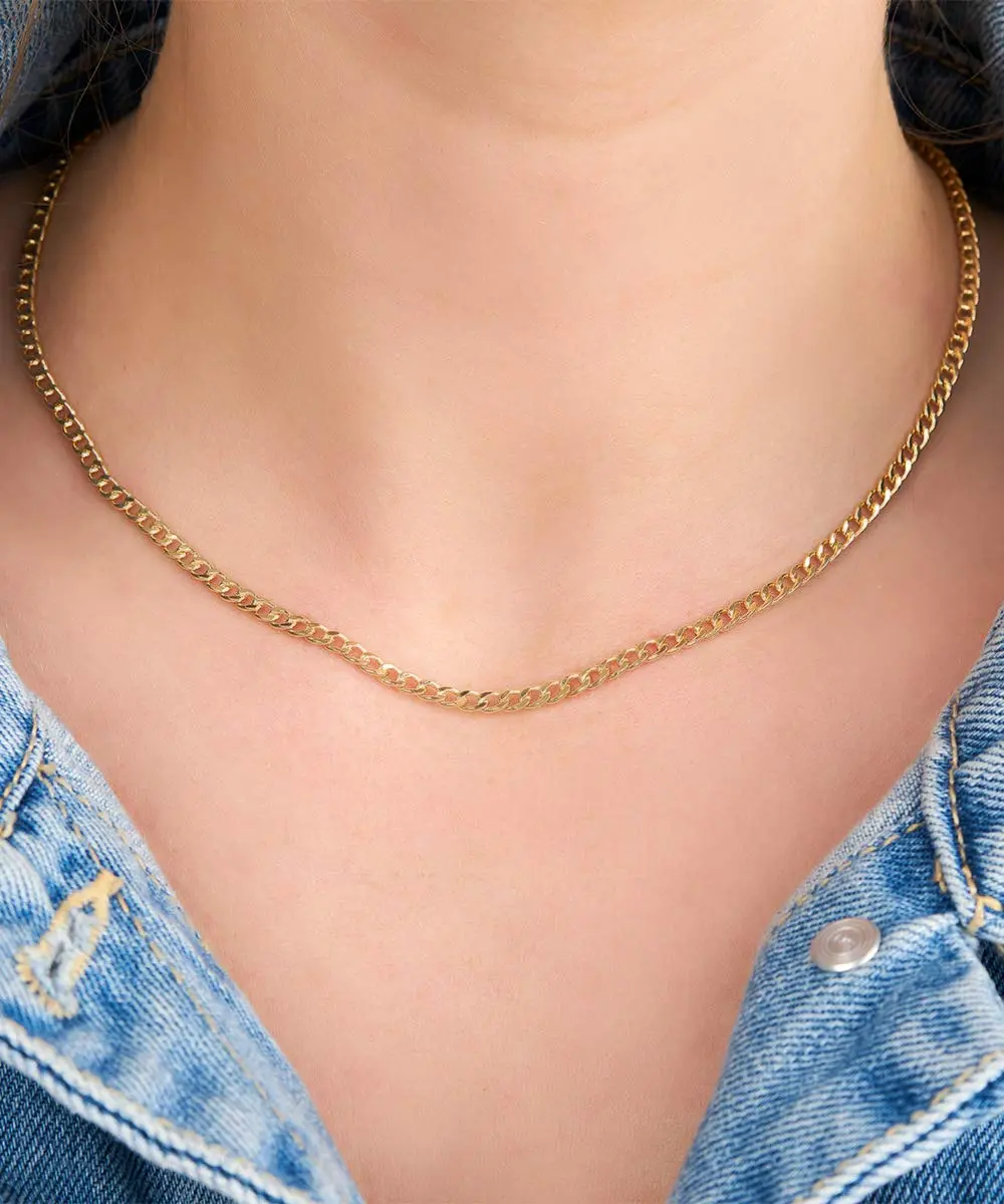 Barzel 18K Gold Plated Cuban Link Chain Necklace 3mm Width, 20 Inches Length | Classic Statement Jewelry - view 5