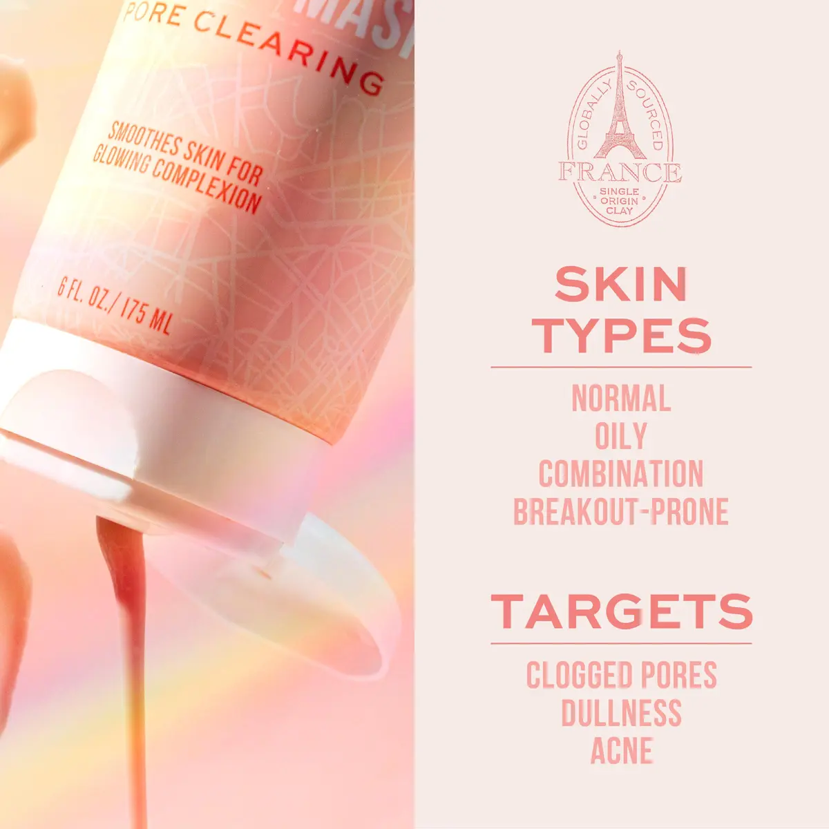 Freeman Exotic Blends French Pink Clay Peel Off Face Mask | Detox & Clear Pores, 6 Fl Oz - view 3