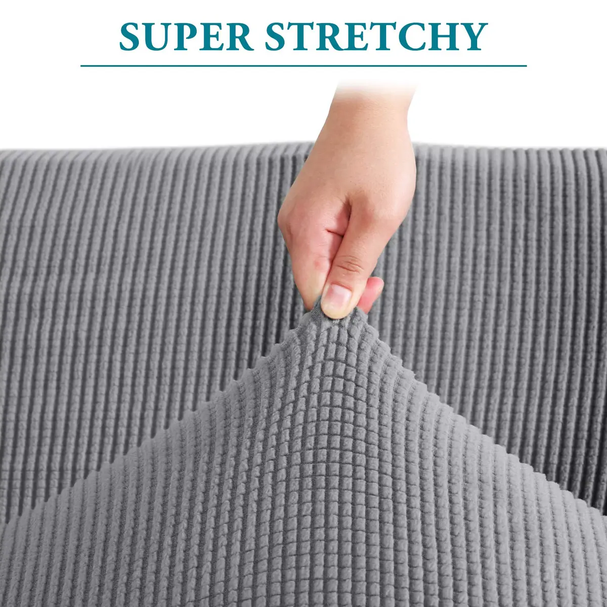 Flamingo P High Stretch Sofa Slipcover for Loveseat | Non Slip, Washable Jacquard Fabric (Medium, Dove) - view 3