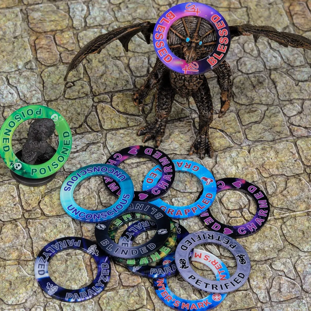 CZYY DND Condition Rings, 96 Status Effect Markers with Storage Box | ABS Plastic, Color Printed Icons - view 7