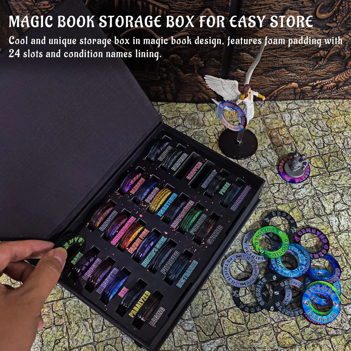 CZYY DND Condition Rings, 96 Status Effect Markers with Storage Box | ABS Plastic, Color Printed Icons - view 3