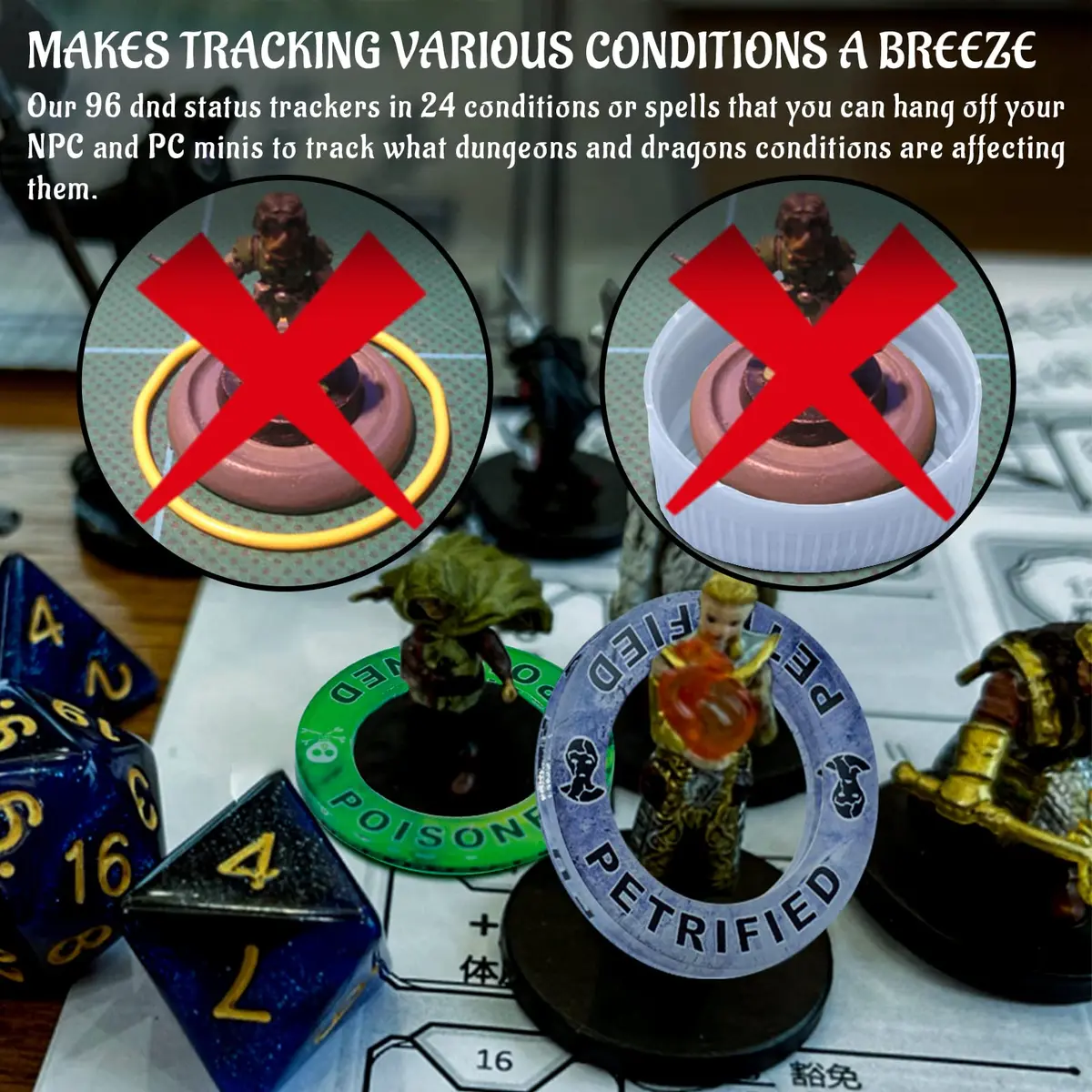 CZYY DND Condition Rings, 96 Status Effect Markers with Storage Box | ABS Plastic, Color Printed Icons - view 4