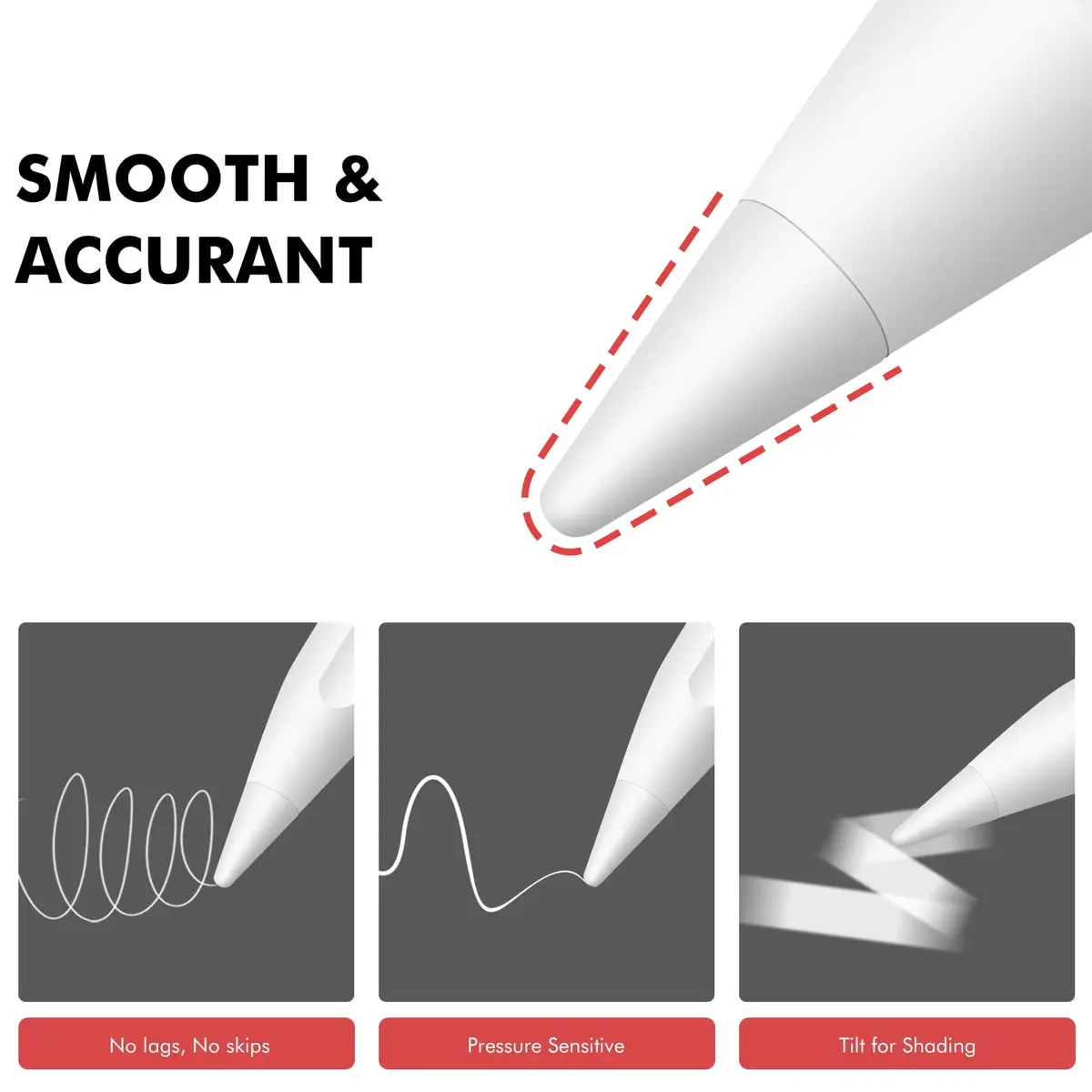 MEKO 4 Pack Apple Pencil Tips Replacement | Compatible with 1st & 2nd Gen, White, Precise & Durable - view 3