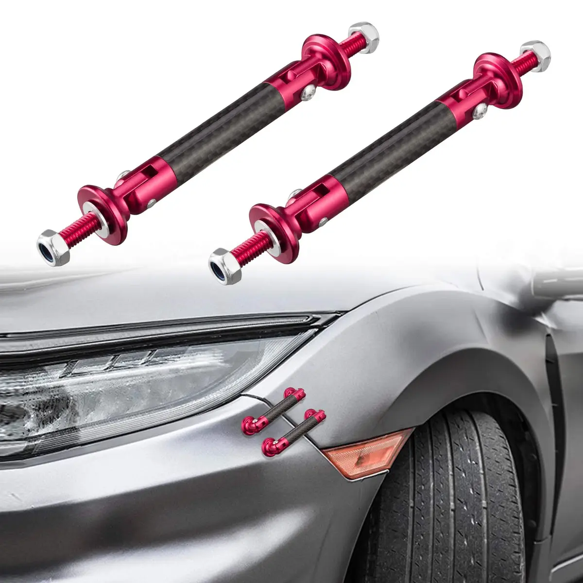 TOMALL Car Bumper Tie Rods 45mm Carbon Fiber Red | Universal Auto Support & Decor (120 chars) - main product image