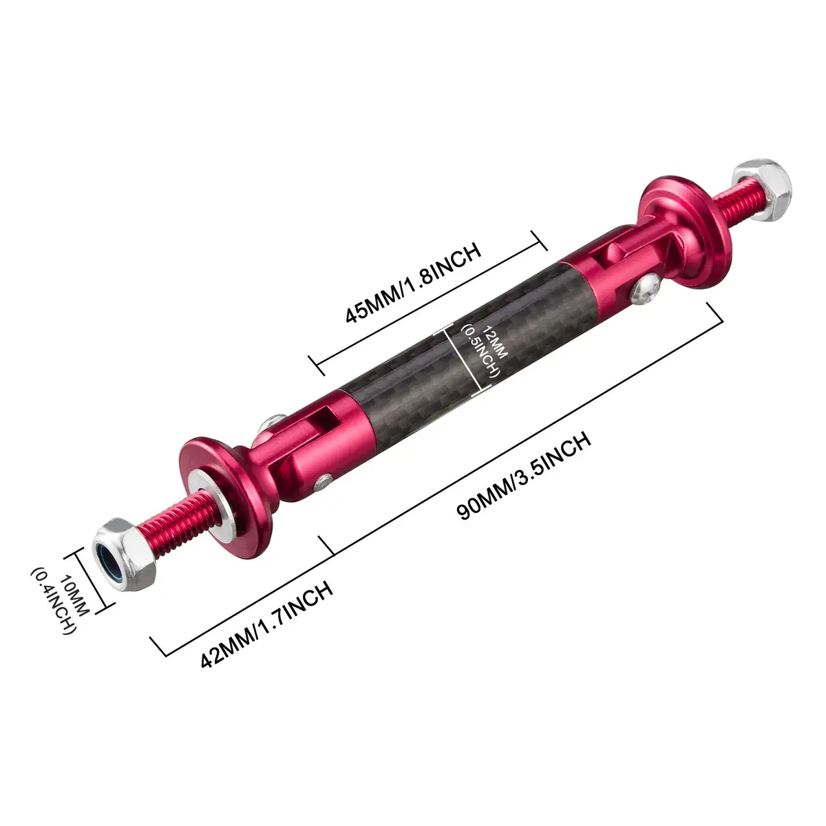 TOMALL Car Bumper Tie Rods 45mm Carbon Fiber Red | Universal Auto Support & Decor (120 chars) - view 2
