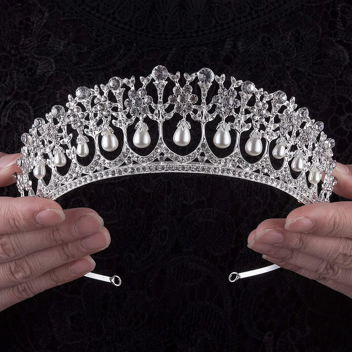 CROWN GUIDE Crystal Rhinestone Queen Bride Tiara Crown for Women Girls Headdress Vintage Bridal Birthday Prom Wedding Tiaras and Crowns Hair Jewelry Accessories Silver | Elegant Bridal Headpiece - view 2