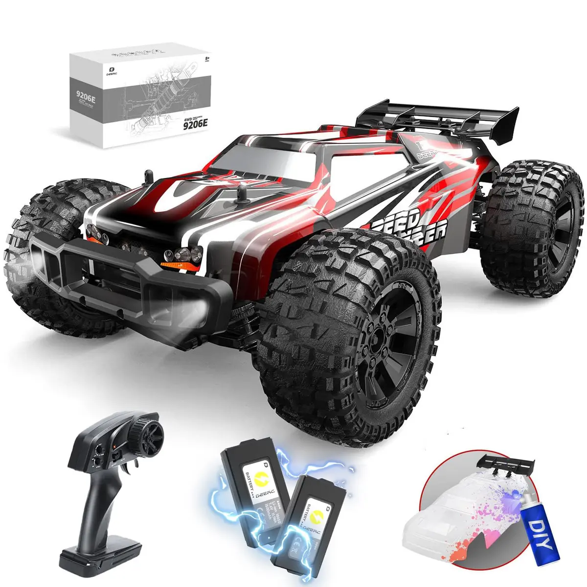DEERC 9206E DIY Extra Shell 1:10 Scale Large RC Car | High Speed 48+ KM/H All Terrain 4WD - main product image