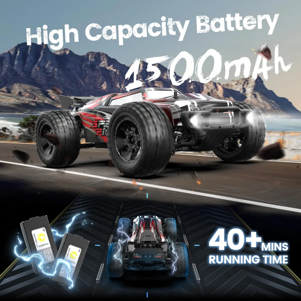 DEERC 9206E DIY Extra Shell 1:10 Scale Large RC Car | High Speed 48+ KM/H All Terrain 4WD - view 4