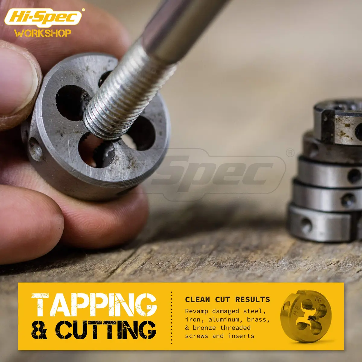 Hi-Spec 39pc Metric Tap and Die Set M3-M12 with Wrench and Gauge | Repair Worn Threads, Cut Clean New Threads - view 3