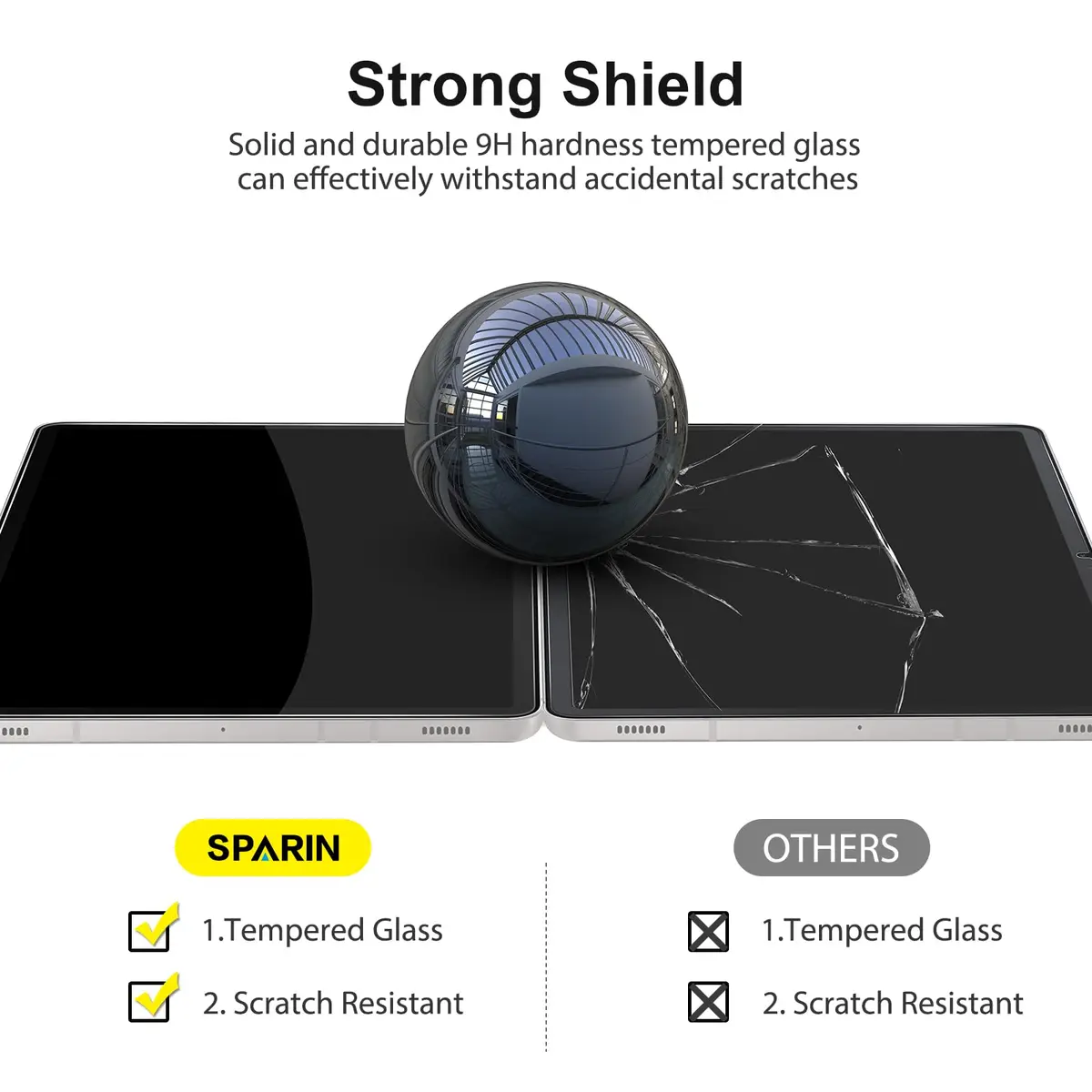 SPARIN 2 Pack Tempered Glass Screen Protector for Samsung Galaxy Tab S9 FE/S9/S8/S7 (11" & 10.9") | 9H Hardness, S-Pen Compatible - view 5