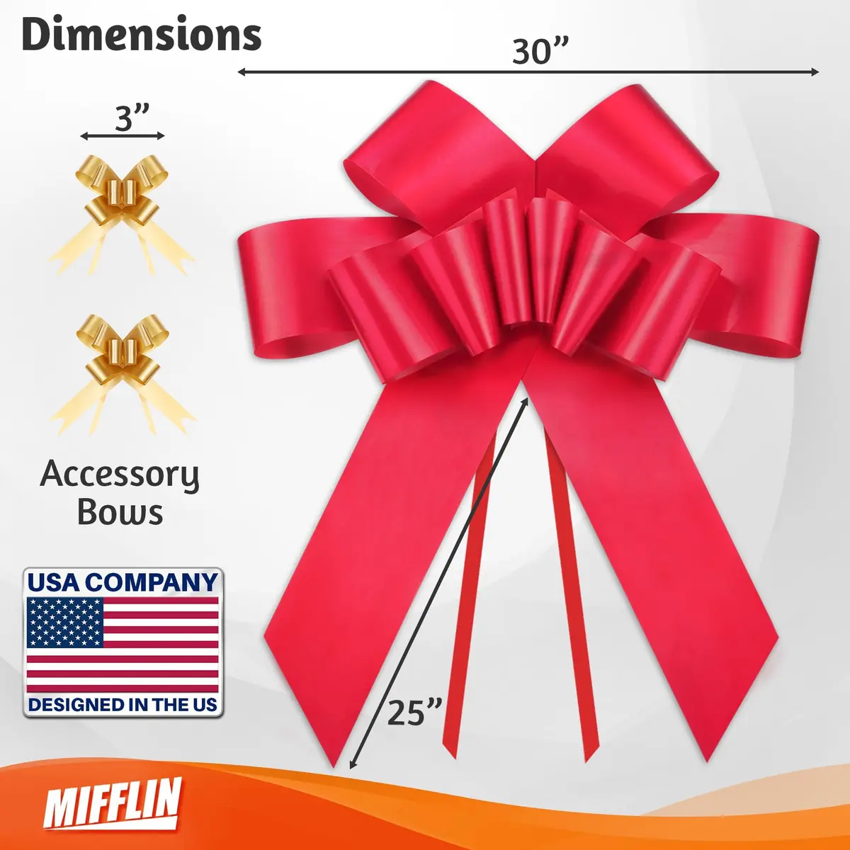 MIFFLIN 30" Big Car Bow - Matte Red Butterfly Shape Gift Bow for Birthday - view 2