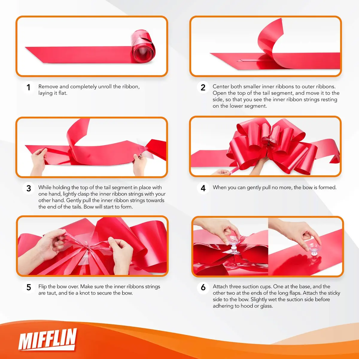 MIFFLIN 30" Big Car Bow - Matte Red Butterfly Shape Gift Bow for Birthday - view 3