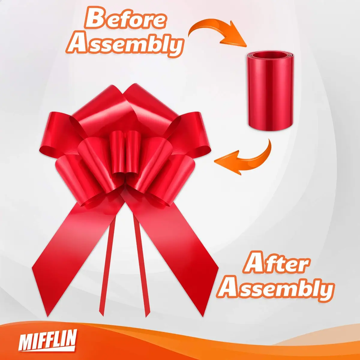 MIFFLIN 30" Big Car Bow - Matte Red Butterfly Shape Gift Bow for Birthday - view 4