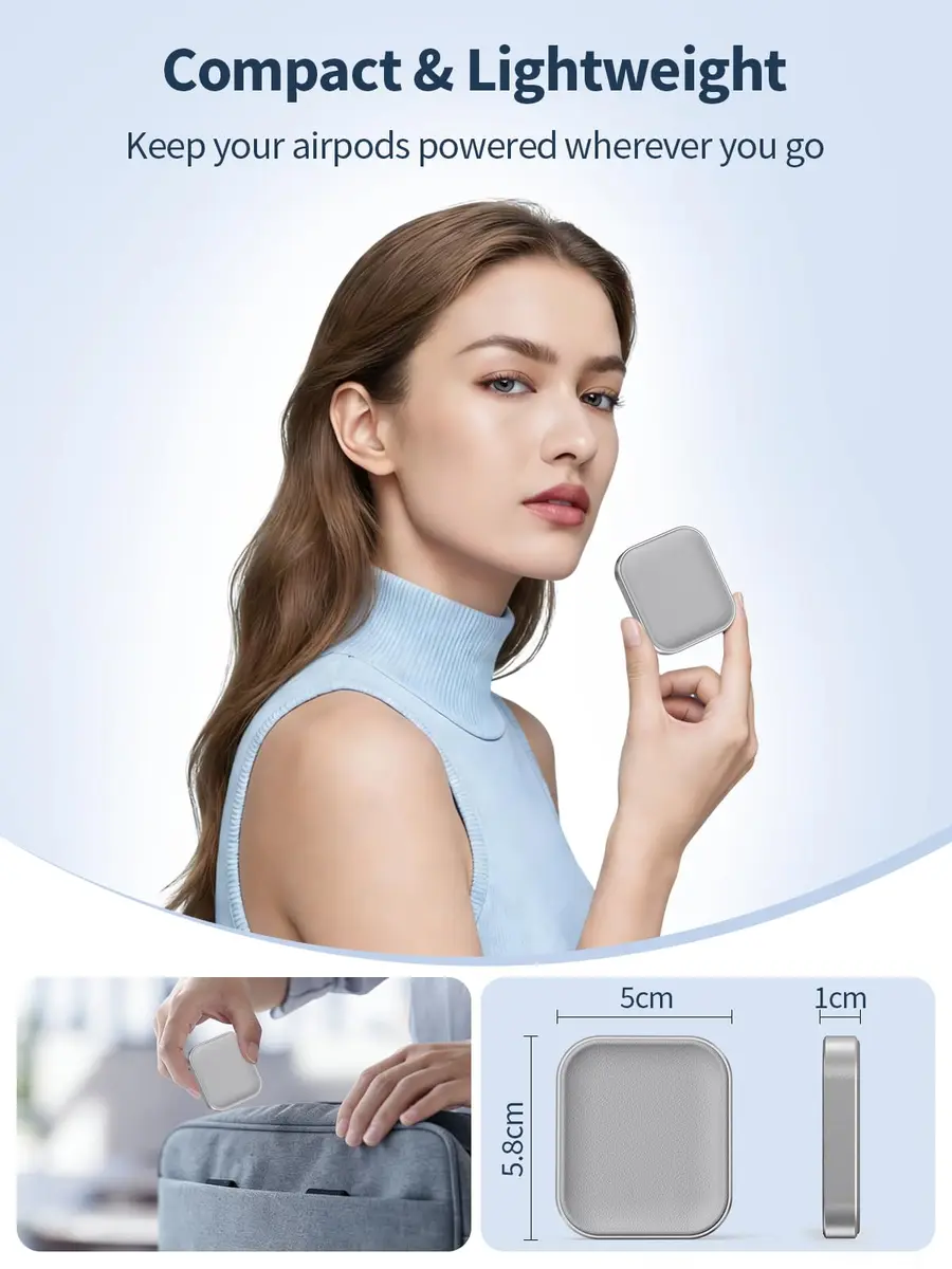 Miroddi AirPods Pro Charger - Wireless Charging Station for AirPods 4 with Noise Cancellation | Gray - view 4