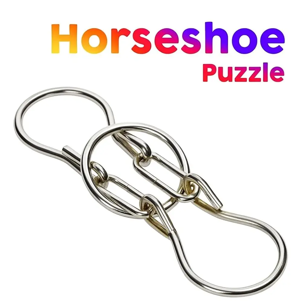 MilesMagic Horseshoe Puzzle Metal Gimmick Ring Add Remove Classic Brain Teasing Magic Trick 26 cm (10.2 in) - view 2
