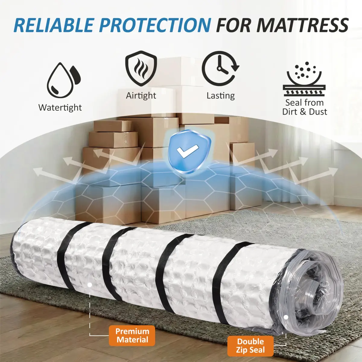 Storage Logic Vacuum Mattress Bag for Queen/Full/Full-XL Foam & Latex Mattresses | 2.3 lbs (1.04 kg) - view 4