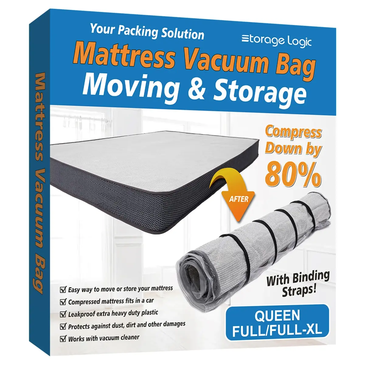 Storage Logic Vacuum Mattress Bag for Queen/Full/Full-XL Foam & Latex Mattresses | 2.3 lbs (1.04 kg) - main product image