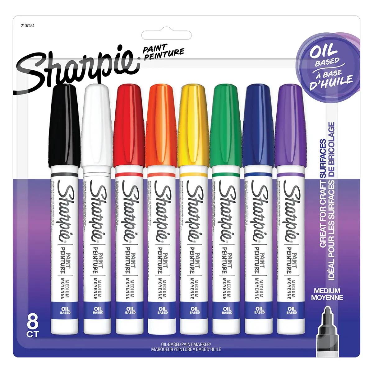 Sharpie Oil-Based Paint Markers, Medium Point, Assorted Colors, 8 Count | Permanent, Waterproof, Fade-Resistant - main product image