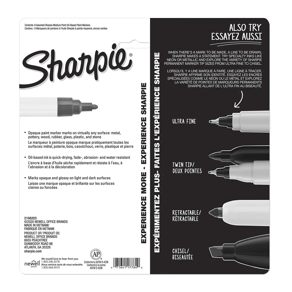 Sharpie Oil-Based Paint Markers, Medium Point, Assorted Colors, 8 Count | Permanent, Waterproof, Fade-Resistant - view 6