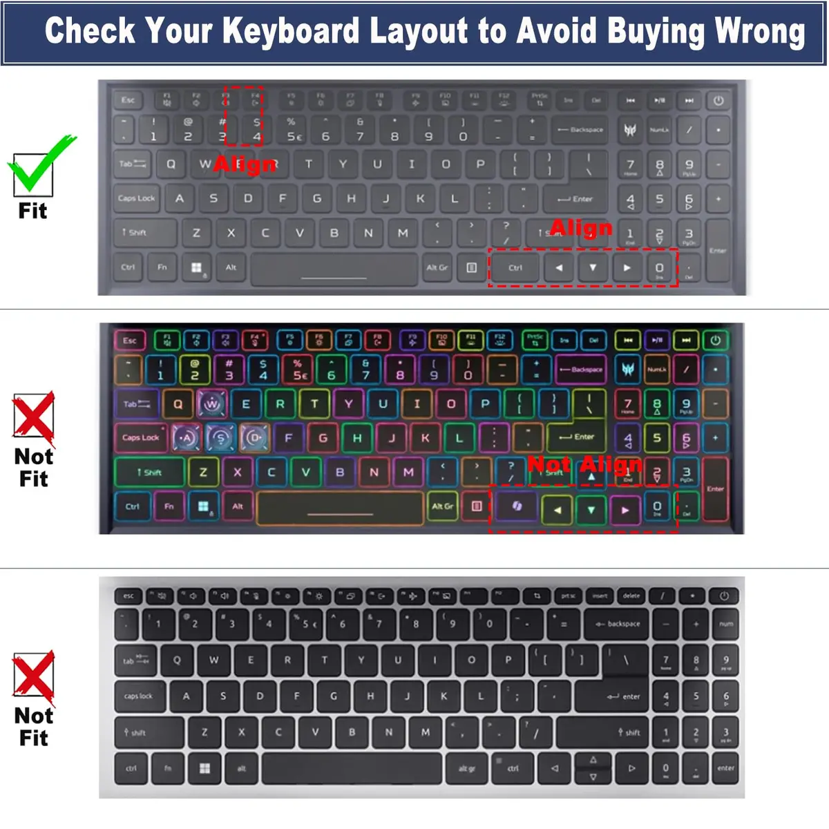 MUBUY-GOL Keyboard Cover for Acer Nitro 5 & Predator Helios 300 15.6" & 17.3" | High Transparency & Waterproof - view 2