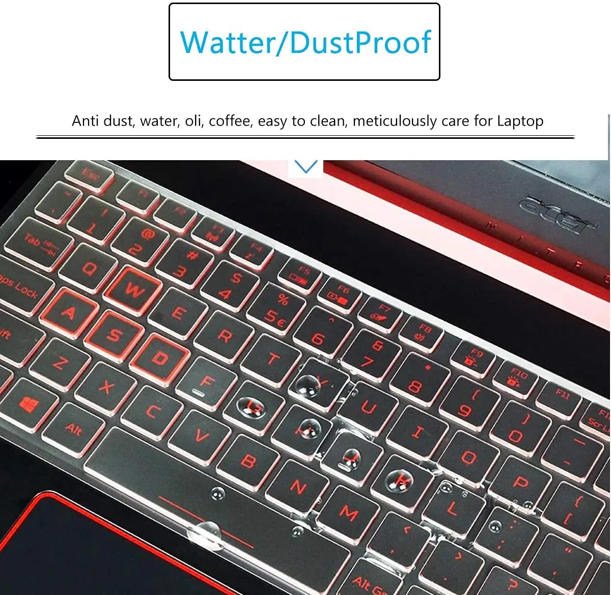 MUBUY-GOL Keyboard Cover for Acer Nitro 5 & Predator Helios 300 15.6" & 17.3" | High Transparency & Waterproof - view 3