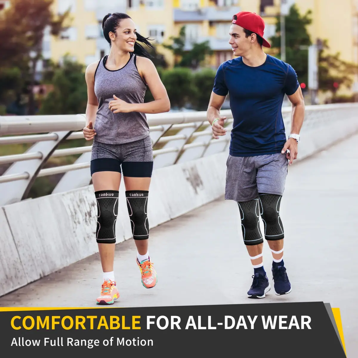 CAMBIVO Blue Knee Brace Compression Sleeve, Large | FDA Approved Orthopedic Brace - view 5