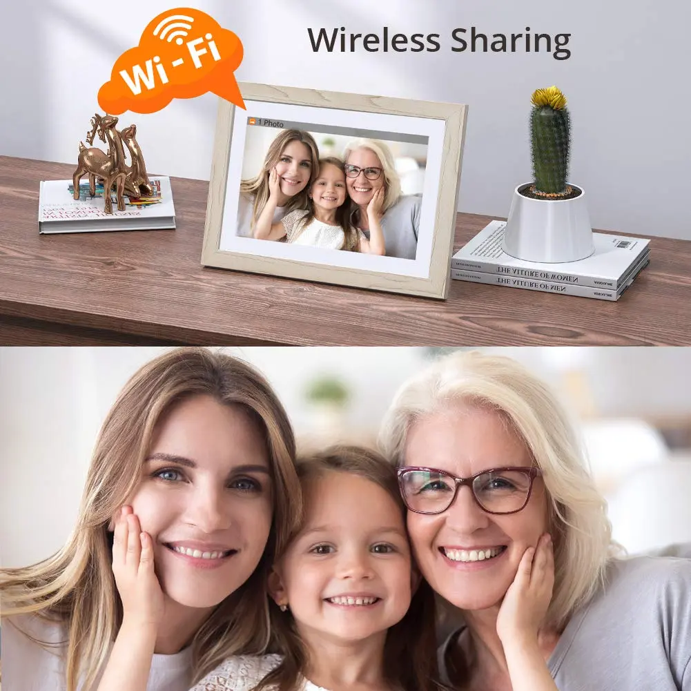 Dragon Touch Digital Picture Frame WiFi 10.1 inch IPS Touch Screen | 32GB Storage, Auto-Rotate, Share Photos via App - view 3