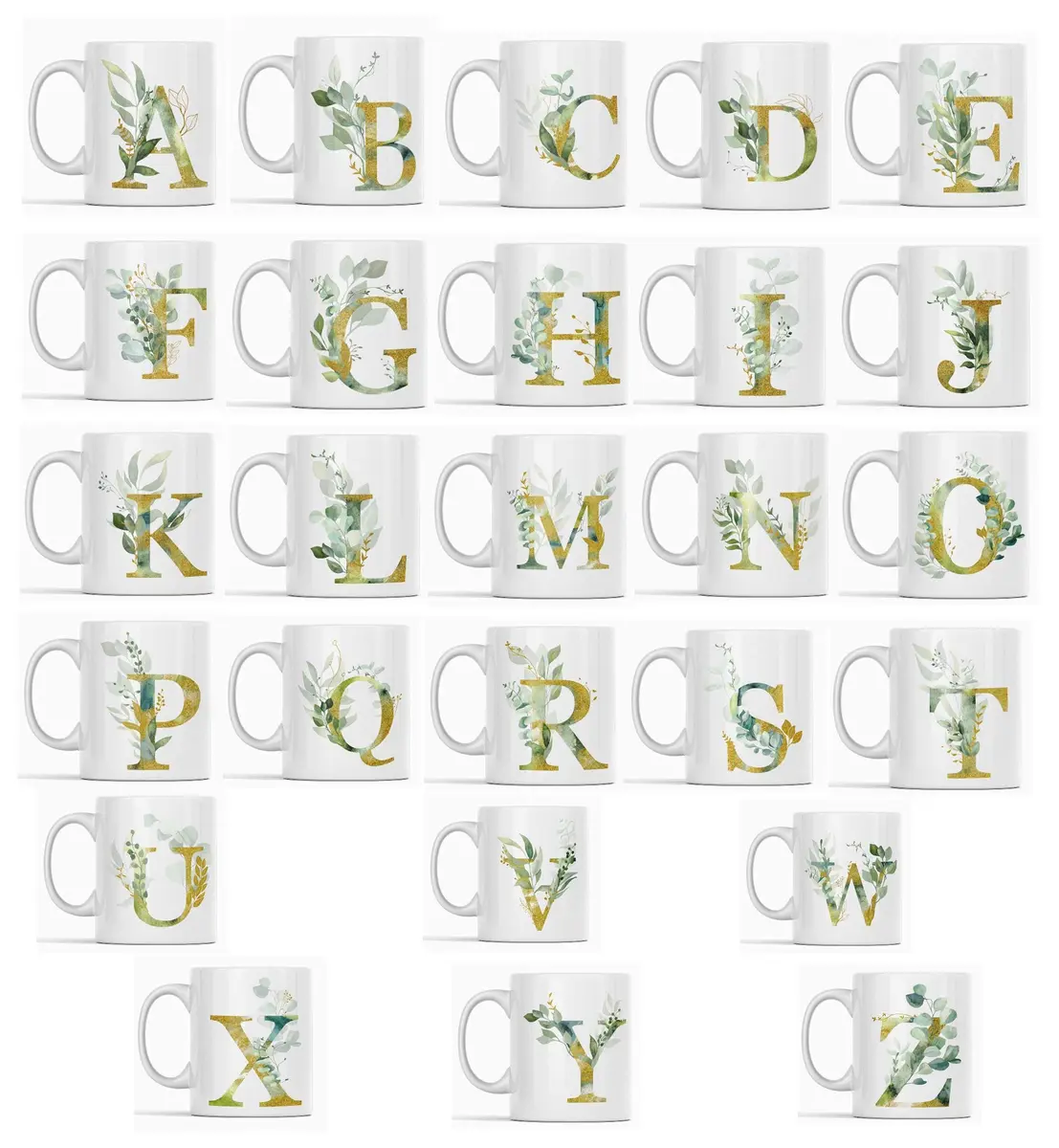 IRIDESCENT Alpha/G Graphic G Coffee Mug 11oz | Gold Shimmer Floral Design for Her - view 2