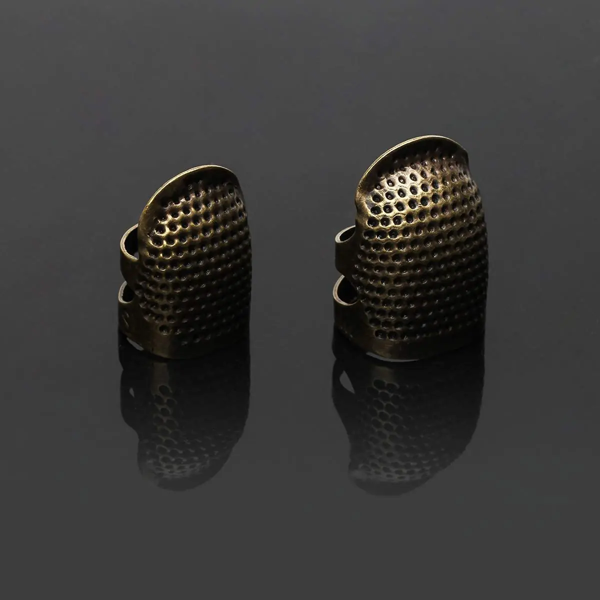 Zhaoyao 4 Piece Sewing Thimble Set Adjustable Metal Finger Protector for Needlework & DIY Sewing (4 Styles, Brass, 1.4cm x 2.5cm x 1.7cm) - view 6