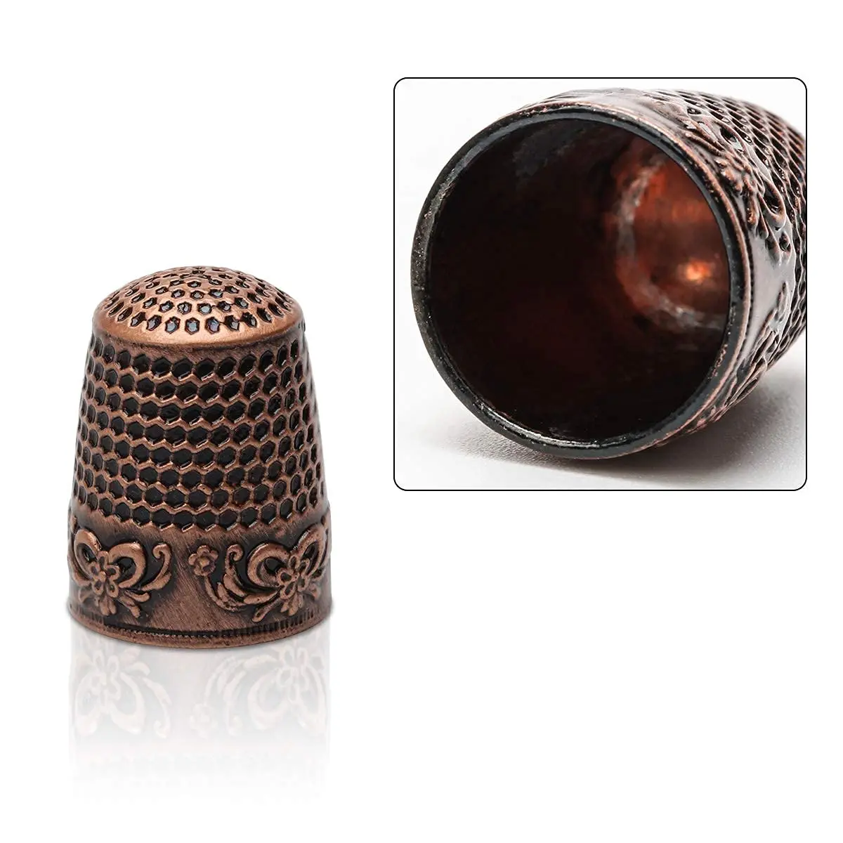 Zhaoyao 4 Piece Sewing Thimble Set Adjustable Metal Finger Protector for Needlework & DIY Sewing (4 Styles, Brass, 1.4cm x 2.5cm x 1.7cm) - view 7