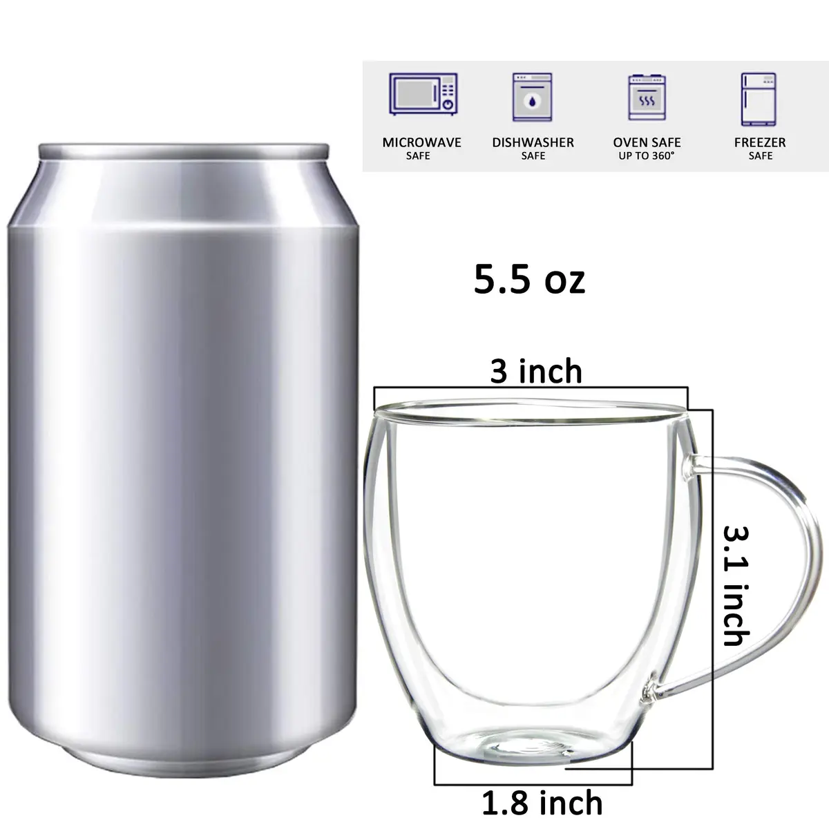 Youngever Double Wall Thermo Insulated Glass Espresso Mug 160ml | Modern & Elegant (70-120 chars) - view 2