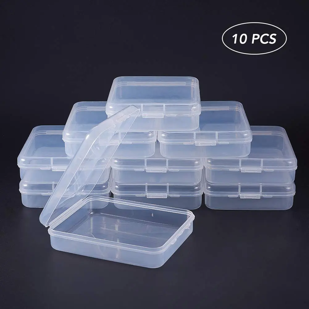 BENECREAT Clear Rectangle Plastic Storage Box 9.3x11.95x2.85cm (3.7x4.7x1.1 Inch) | Pack of 10 for Craft Accessories - view 5