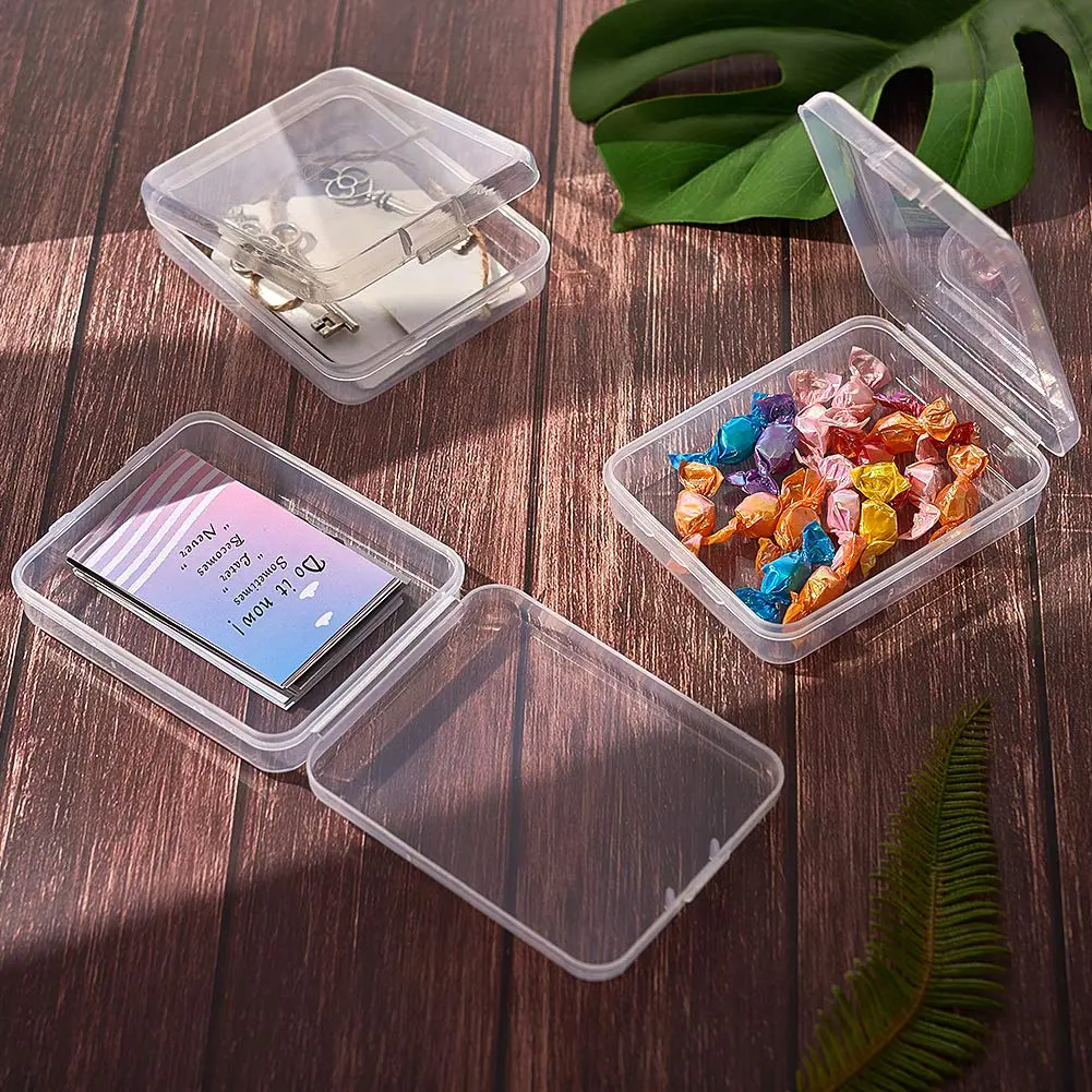 BENECREAT Clear Rectangle Plastic Storage Box 9.3x11.95x2.85cm (3.7x4.7x1.1 Inch) | Pack of 10 for Craft Accessories - view 6