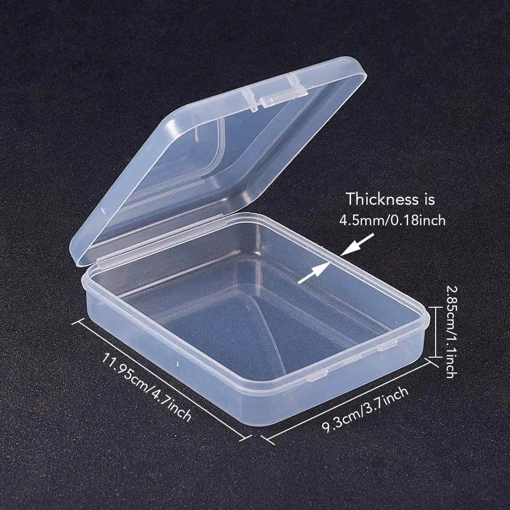 BENECREAT Clear Rectangle Plastic Storage Box 9.3x11.95x2.85cm (3.7x4.7x1.1 Inch) | Pack of 10 for Craft Accessories - view 2