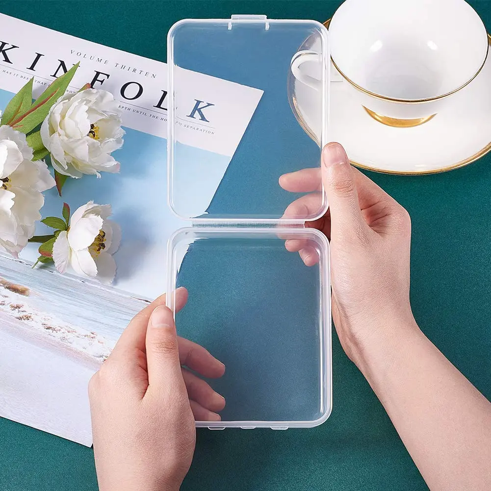 BENECREAT Clear Rectangle Plastic Storage Box 9.3x11.95x2.85cm (3.7x4.7x1.1 Inch) | Pack of 10 for Craft Accessories - view 3