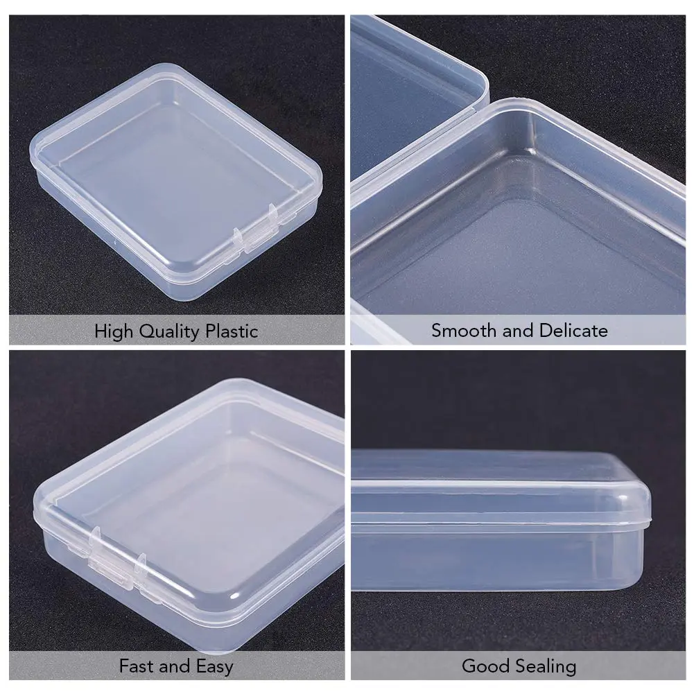 BENECREAT Clear Rectangle Plastic Storage Box 9.3x11.95x2.85cm (3.7x4.7x1.1 Inch) | Pack of 10 for Craft Accessories - view 4