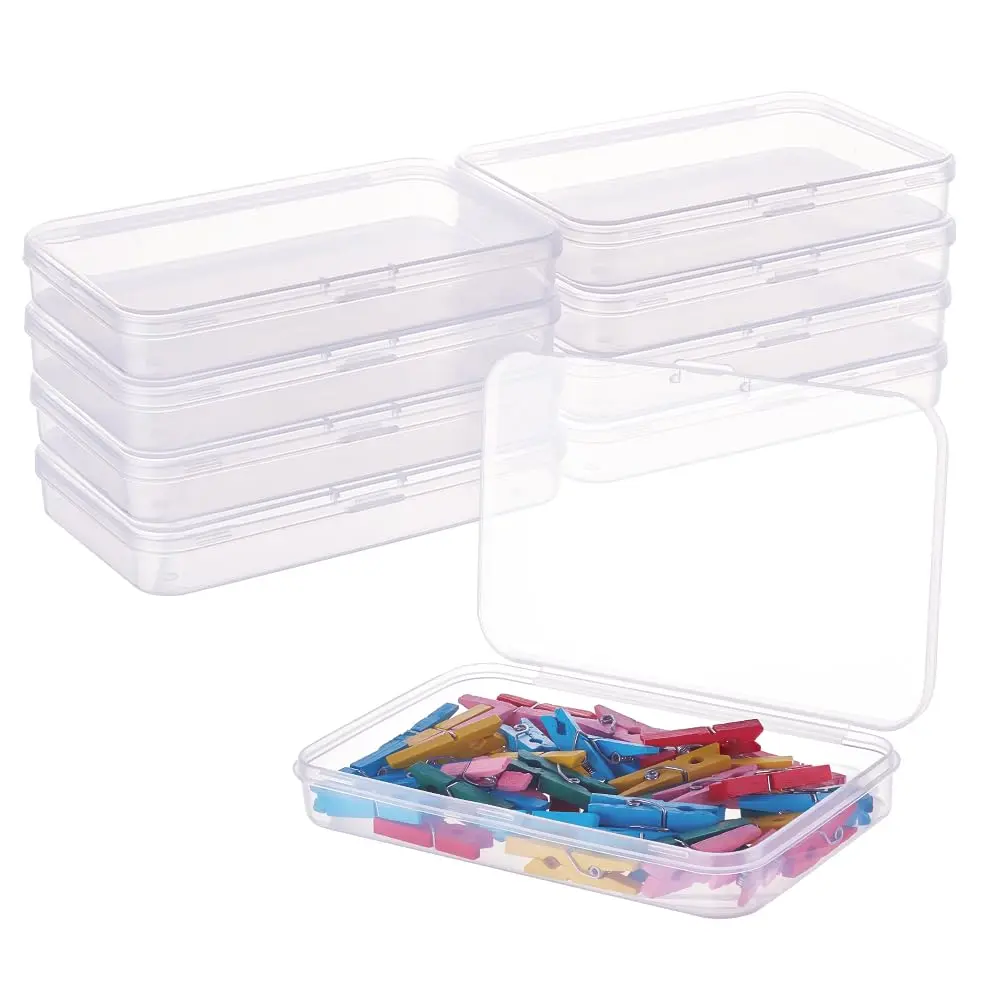 BENECREAT 10 Packs 12.7cm x 8.4cm x 2cm Clear Plastic Storage Boxes | Organize Craft Accessories & Small Items - main product image