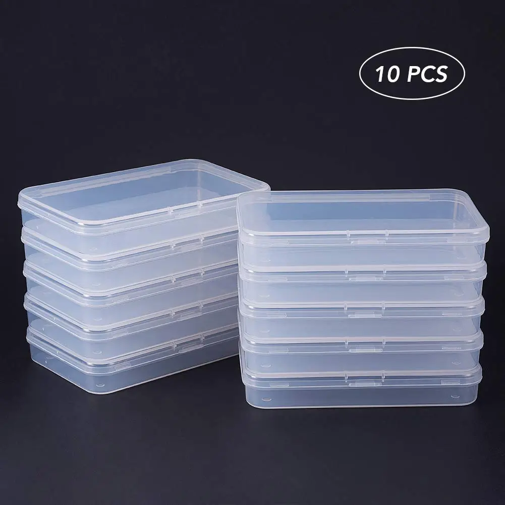 BENECREAT 10 Packs 12.7cm x 8.4cm x 2cm Clear Plastic Storage Boxes | Organize Craft Accessories & Small Items - view 5