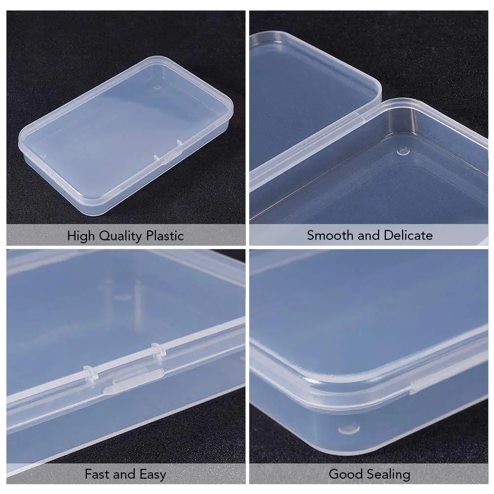 BENECREAT 10 Packs 12.7cm x 8.4cm x 2cm Clear Plastic Storage Boxes | Organize Craft Accessories & Small Items - view 4