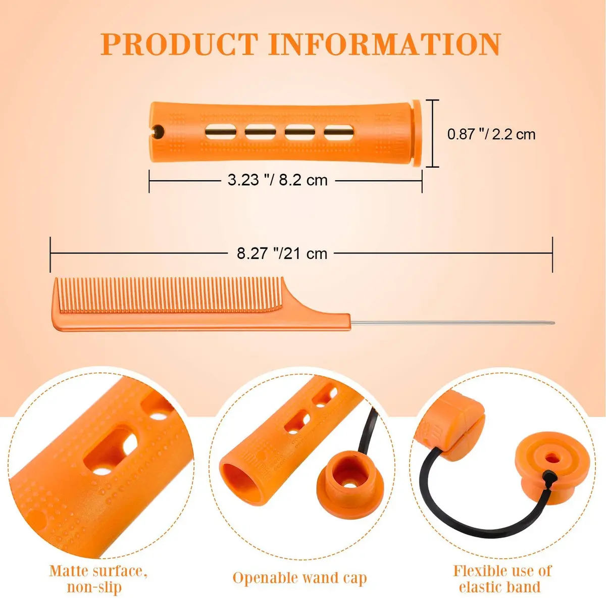 WILLBOND Hair Perm Rods, Orange, 8.2cm | Easy Curling for All Hair Types - view 2