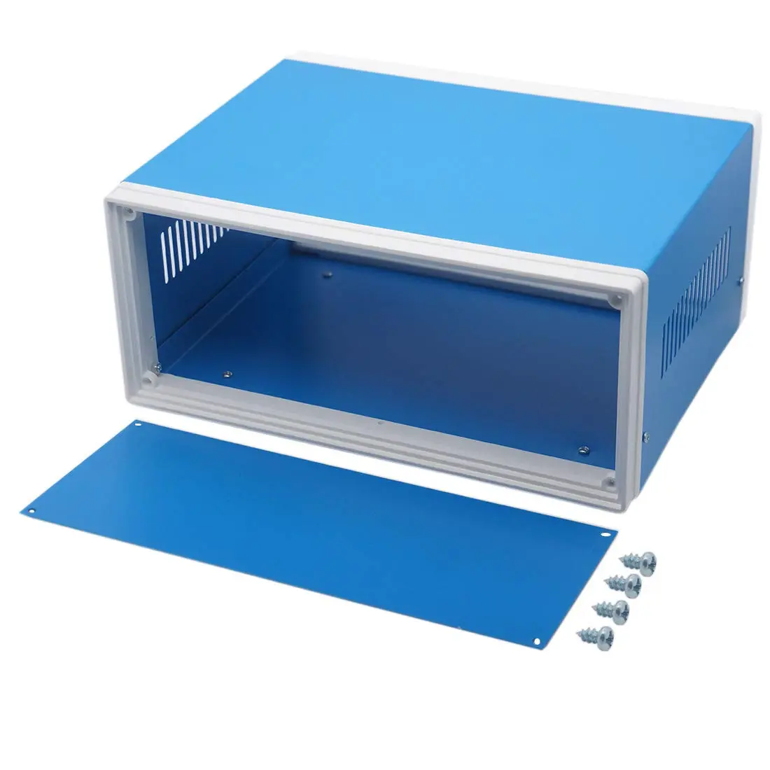 Zulkit Blue Metal Electrical Enclosure Box 9.8 x 7.5 x 4.3 Inch | Robust, Water-Resistant for Electronic Projects - main product image