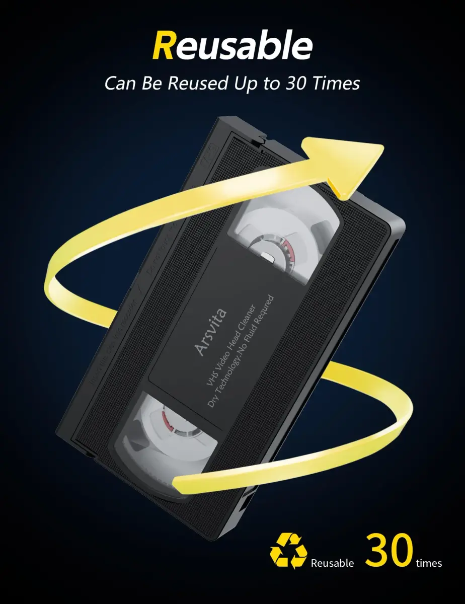 arsvita Dry VHS/VCR Head Cleaner Tape | Restores Playback Quality - view 5