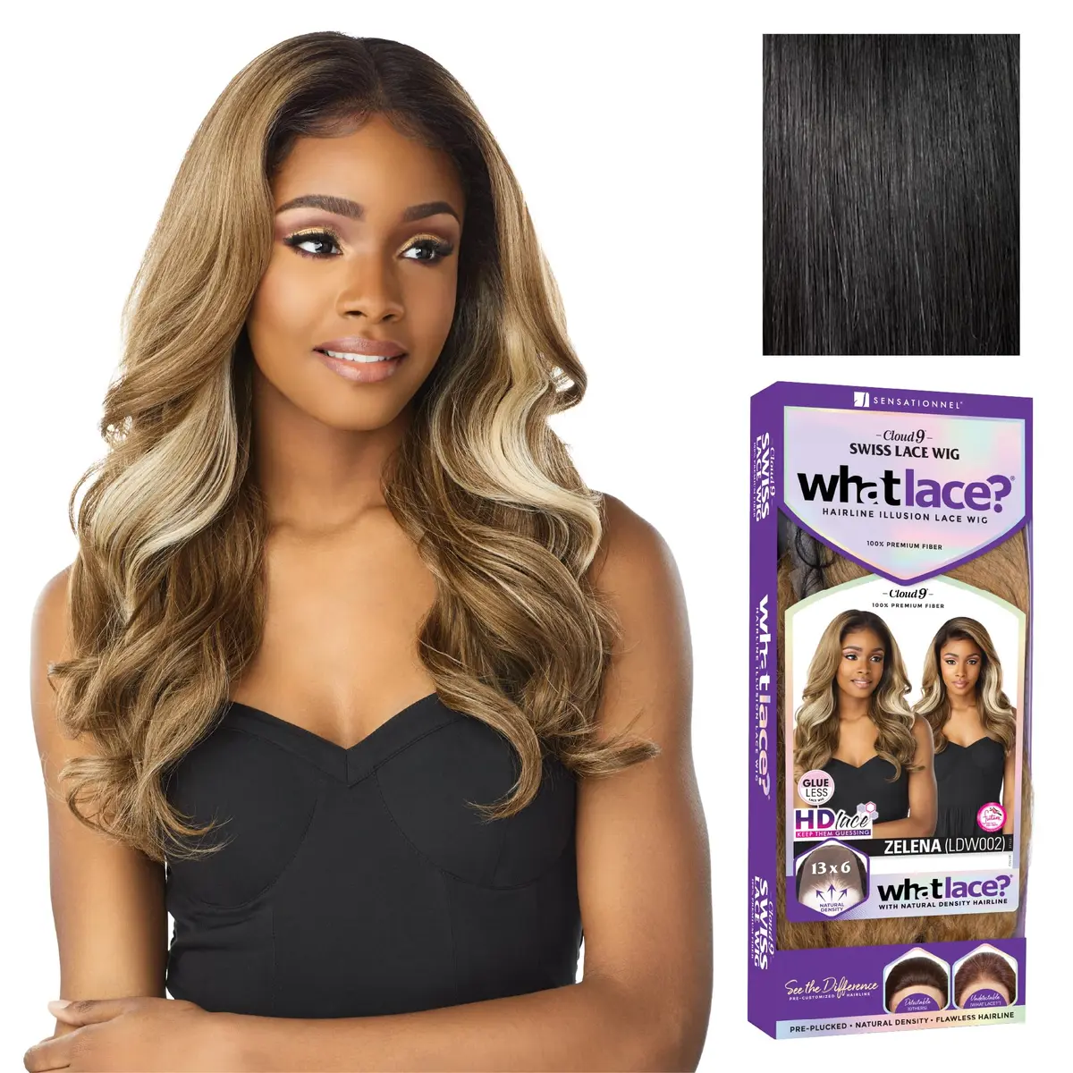Sensationnel What Lace 13x6 Wig-Zelena 1 JETBLACK | Natural Density, Pre-Plucked, Glueless Synthetic Wig - main product image