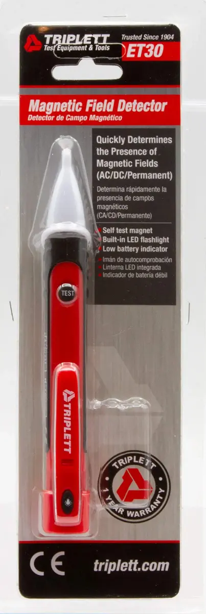 Triplett ET30 Magnetic Field Detector - AC/DC/Permanent | Non-Contact Tester with LED Flashlight - view 6