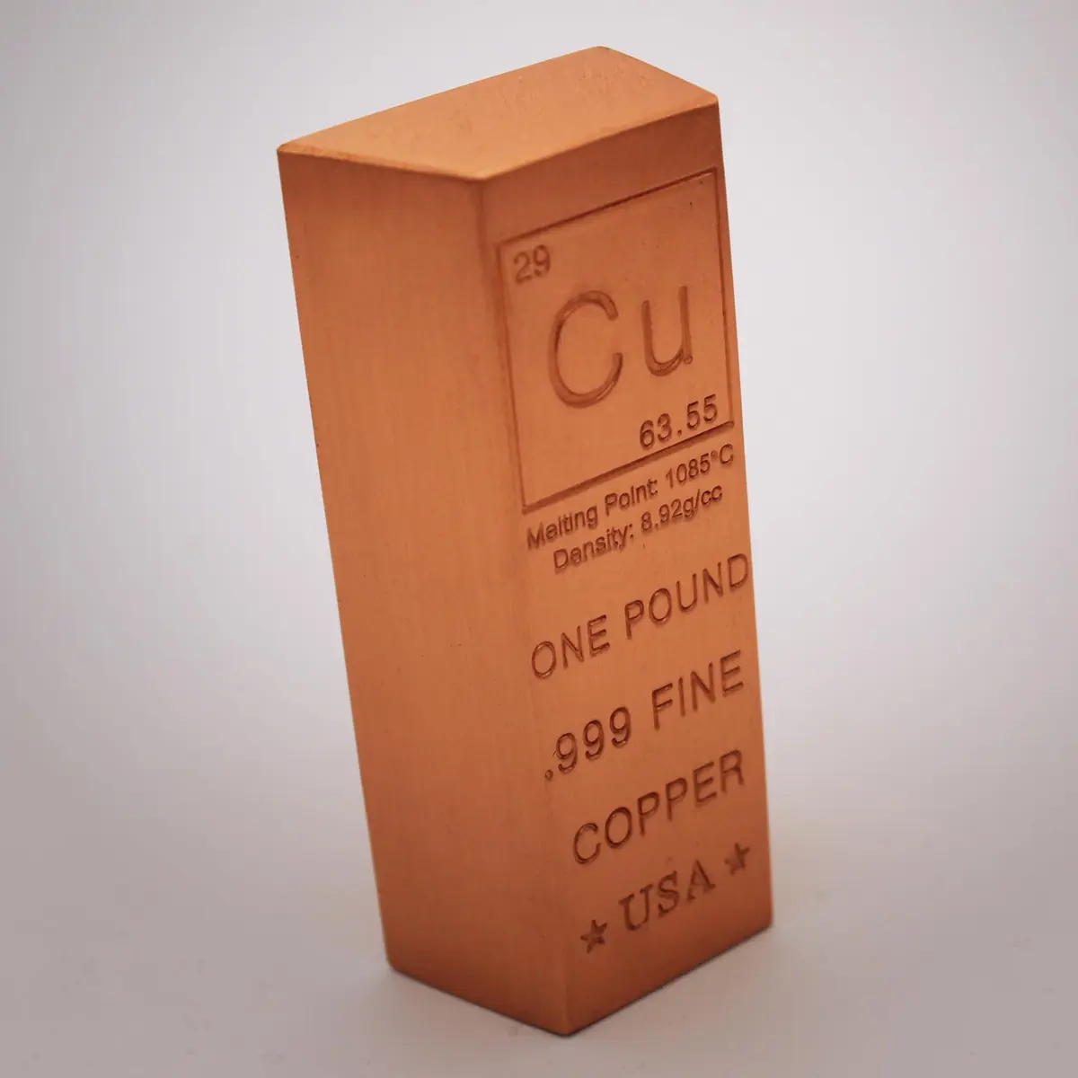 MINT STATE GOLD 1 Pound Copper Bar Trapezoid Ingot .999 Pure Paperweight | Periodic Element Design - view 2