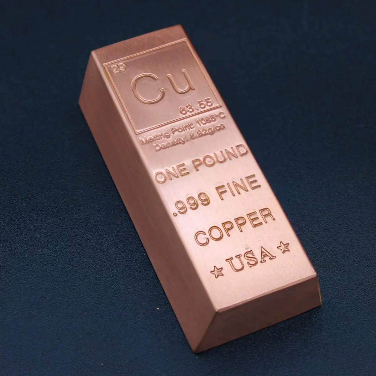 MINT STATE GOLD 1 Pound Copper Bar Trapezoid Ingot .999 Pure Paperweight | Periodic Element Design - view 3